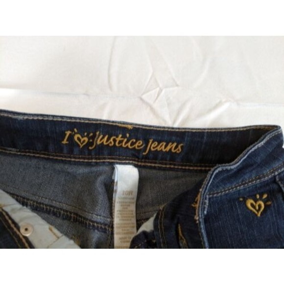 Justice Blue Denim Jeans Girls size 10R Capris Set of 3 Distressed Dark Wash - Picture 11 of 14